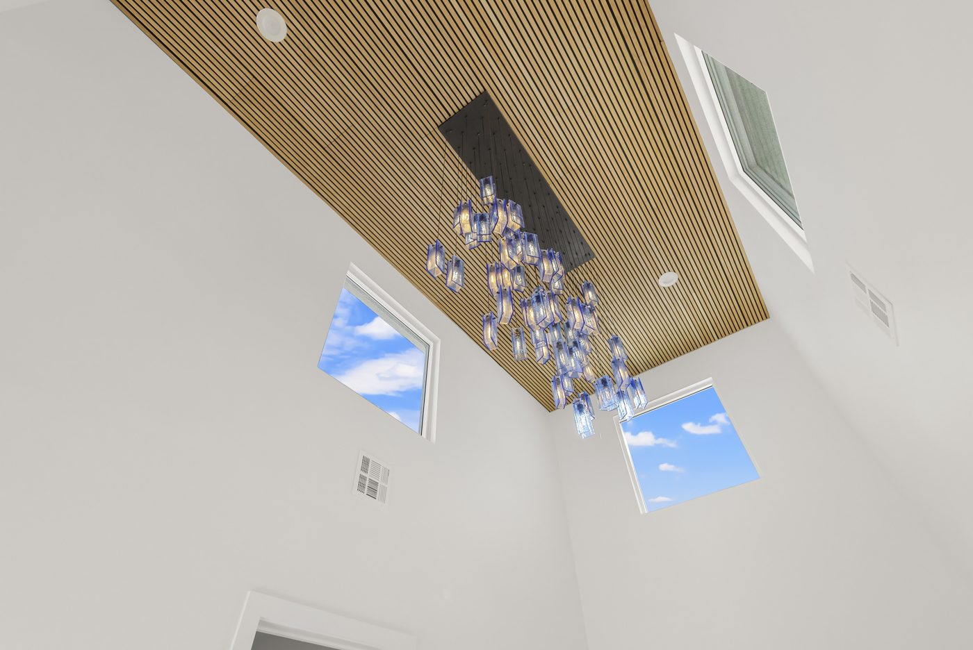 Slatted wood ceiling detail, Los Alamos