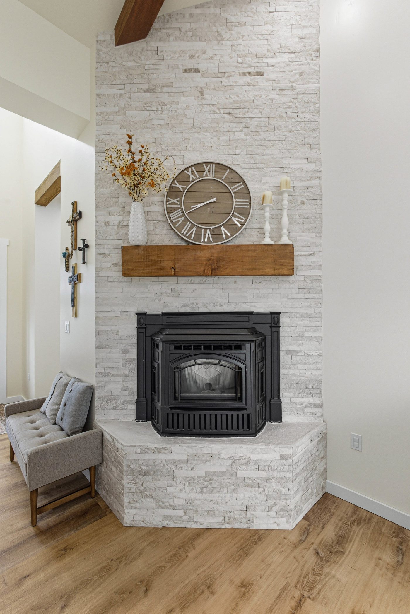 Sandia Park — stone fireplace